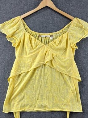 Chelsea & Violet Cotton Blend Tie Waist Blouse Flowy Feminine Peasant Top M